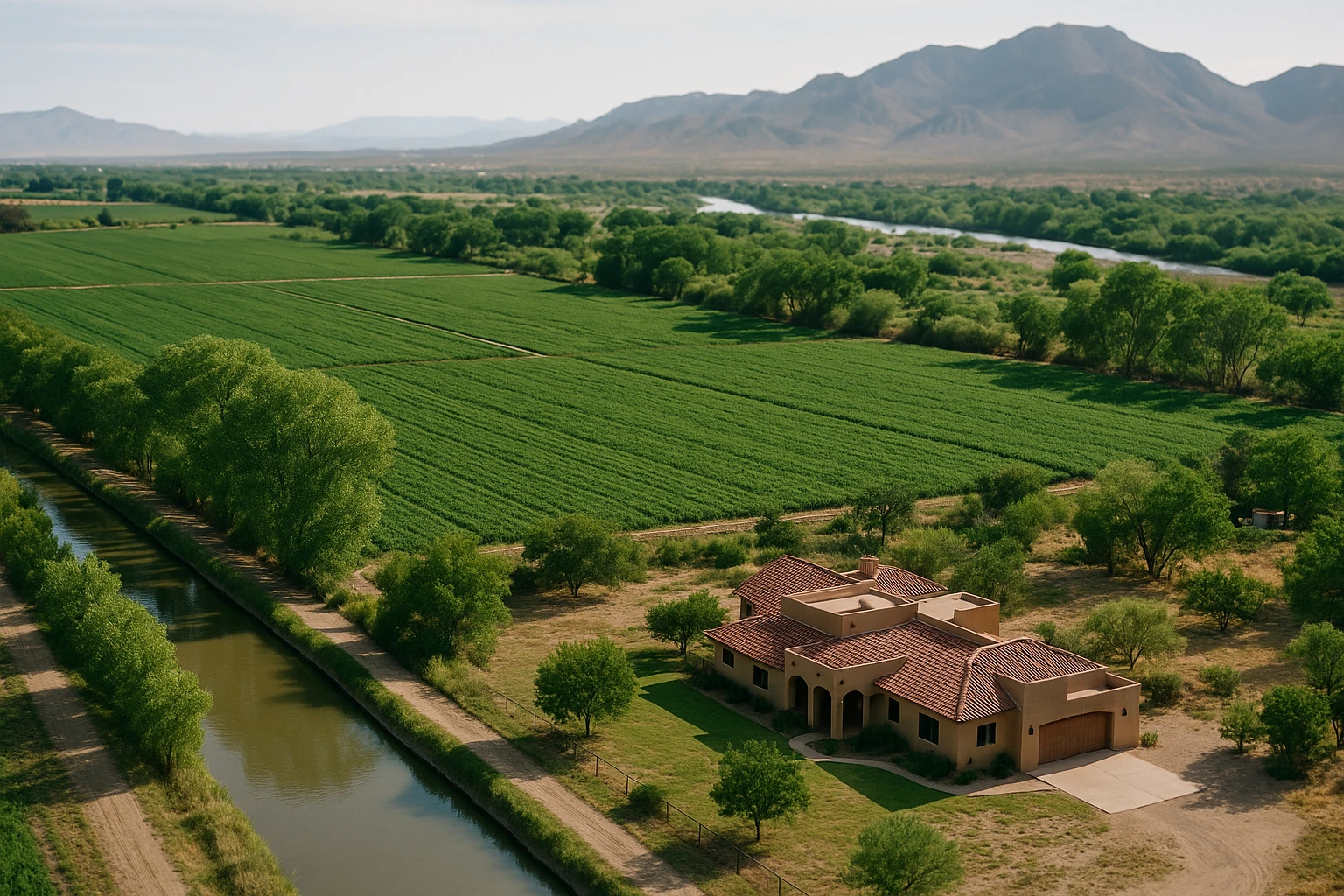Upper Valley El Paso property with large lot, mature trees, and irrigation near the Rio Grande
